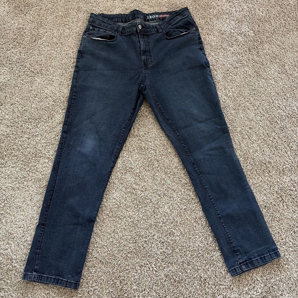 IZOD Jeans Mens 38x30 Straight Fit Comfort Stretch Denim Blue VGUC
